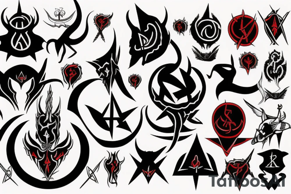 satanic black and red tattoo idea