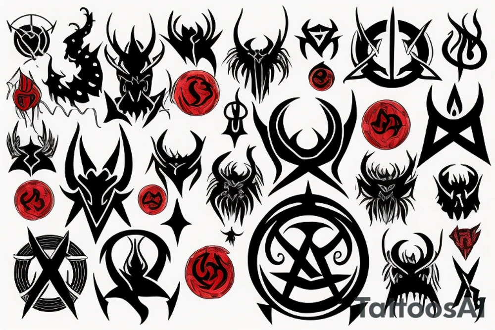satanic black and red tattoo idea