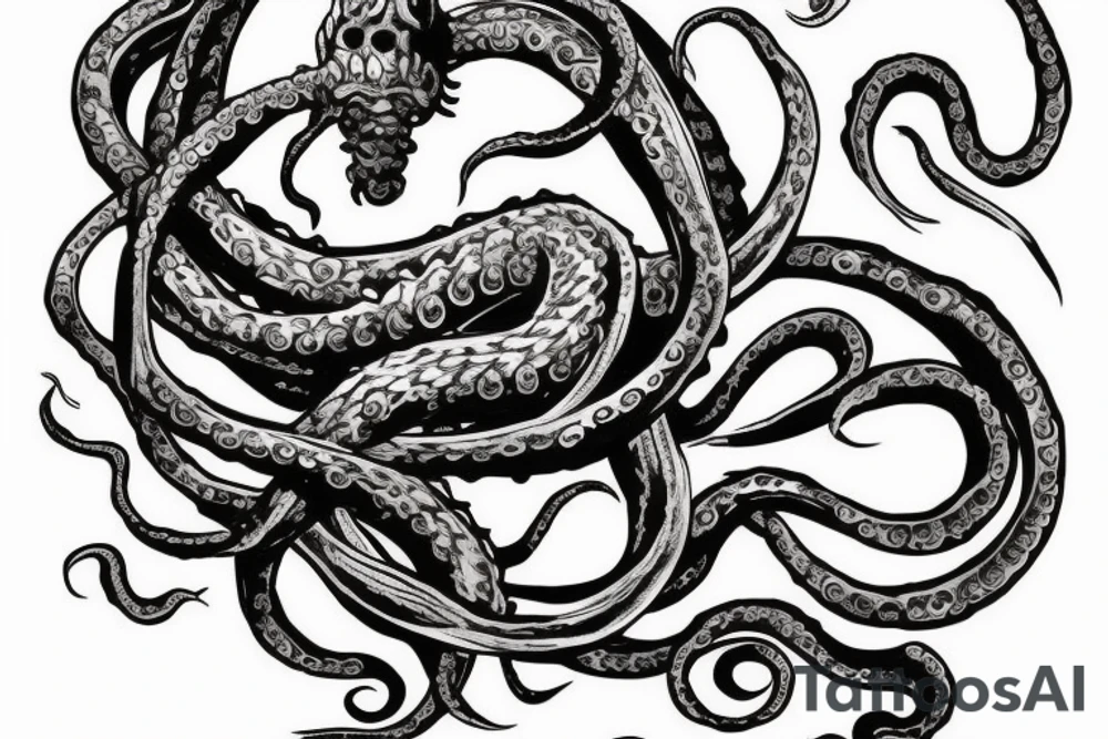 Kraken: The Kraken is a sea monster with tentacles that can be emerging from the deep ocean. It can have a massive, menacing appearance with a hint of mystery. tattoo idea