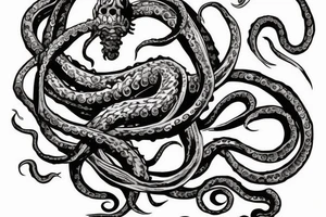 Kraken: The Kraken is a sea monster with tentacles that can be emerging from the deep ocean. It can have a massive, menacing appearance with a hint of mystery. tattoo idea
