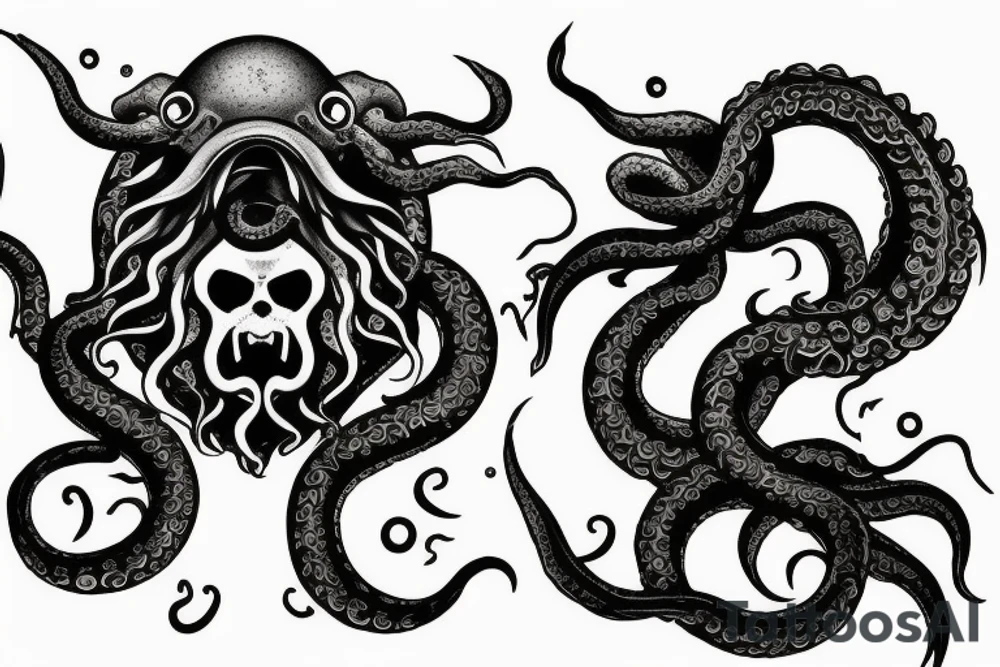 Kraken: The Kraken is a sea monster with tentacles that can be emerging from the deep ocean. It can have a massive, menacing appearance with a hint of mystery. tattoo idea