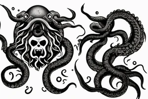 Kraken: The Kraken is a sea monster with tentacles that can be emerging from the deep ocean. It can have a massive, menacing appearance with a hint of mystery. tattoo idea