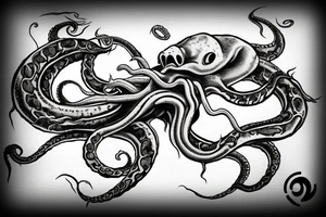 Kraken: The Kraken is a sea monster with tentacles that can be emerging from the deep ocean. It can have a massive, menacing appearance with a hint of mystery. tattoo idea