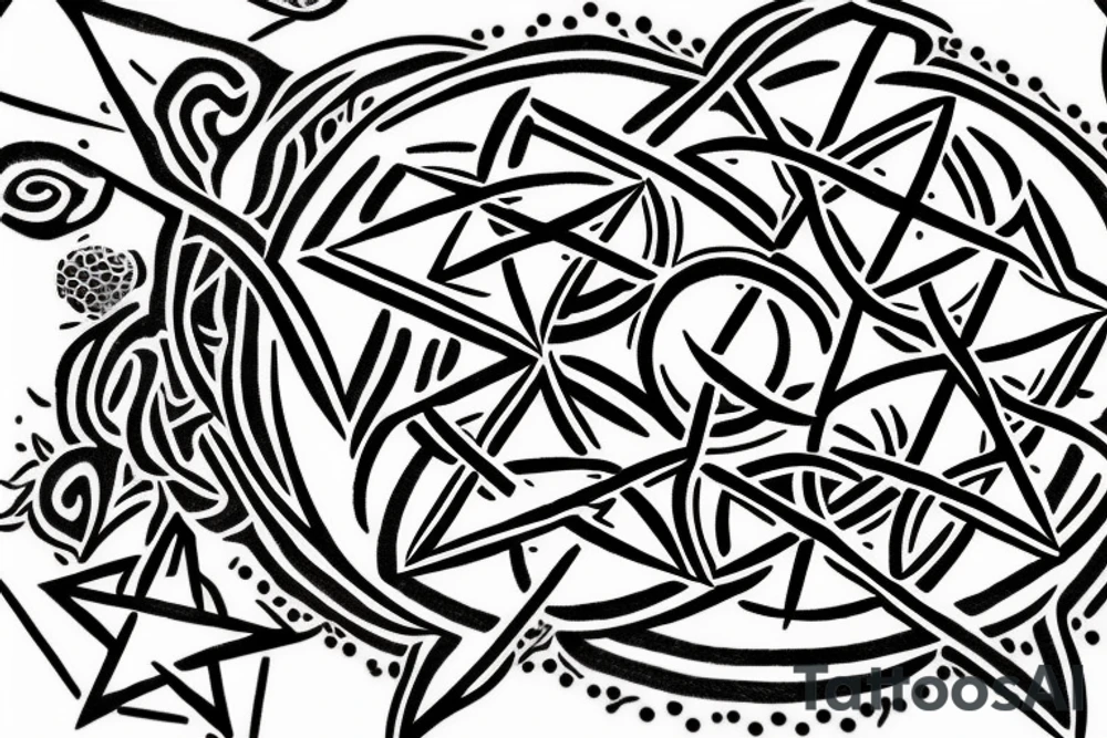 pentagram with strawberries tattoo idea