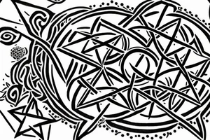 pentagram with strawberries tattoo idea