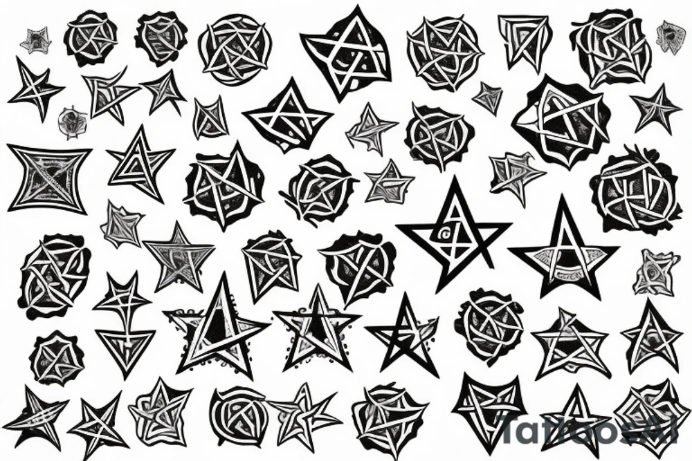 pentagram with strawberries tattoo idea