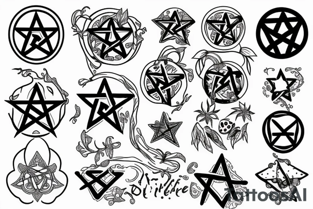 pentagram with strawberries tattoo idea