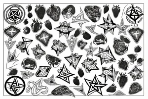 pentagram with strawberries tattoo idea