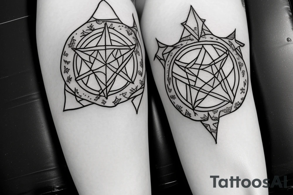 a big pentagram with strawberries tattoo idea