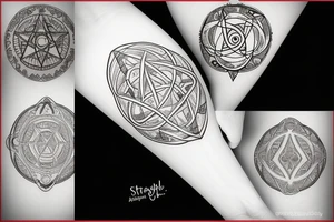 a big pentagram with ornamental strawberie circle tattoo idea