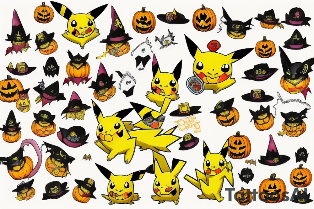 Pikachu Halloween tattoo idea