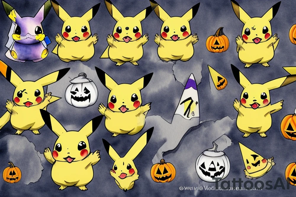Pikachu Halloween tattoo idea