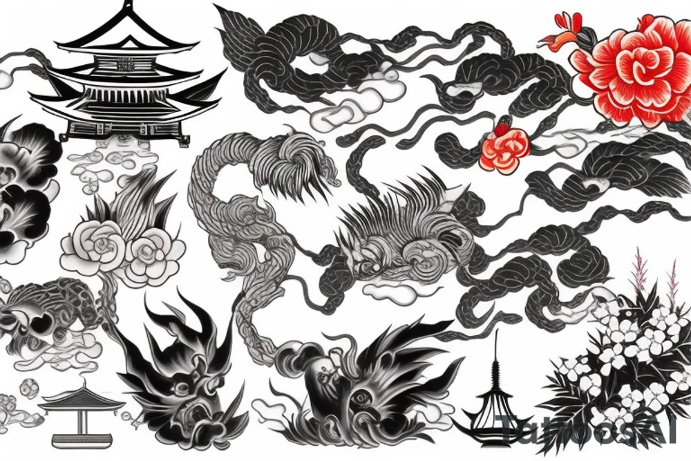 Japanese temple tattoo idea