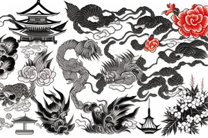 Japanese temple tattoo idea
