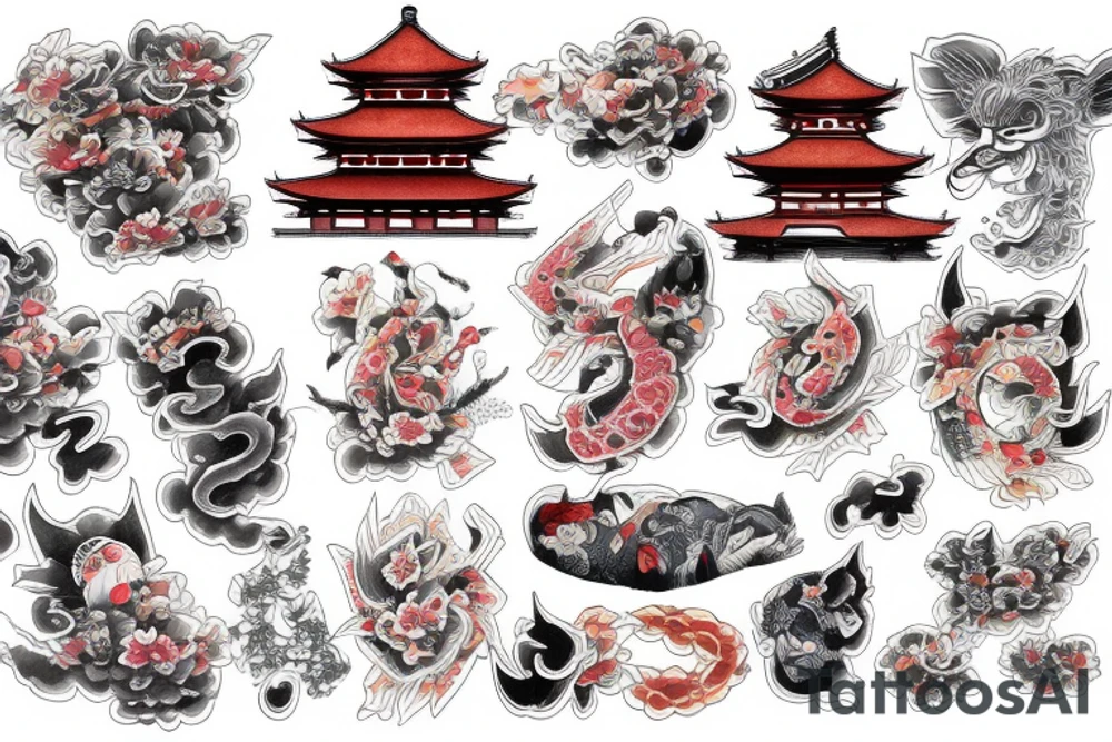 Japanese temple tattoo idea
