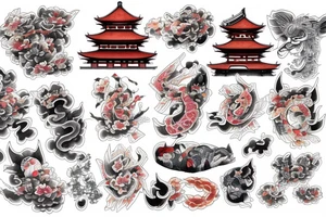 Japanese temple tattoo idea