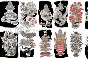 Japanese temple tattoo idea