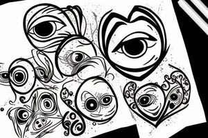 A real heart with eyeballs on it tattoo idea