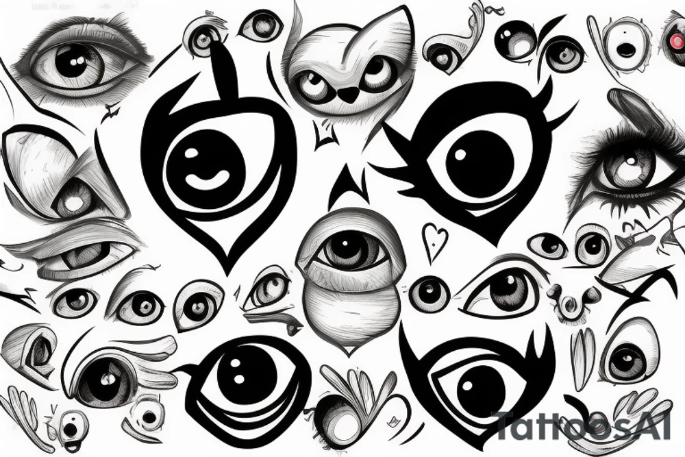 A real heart with eyeballs on it tattoo idea