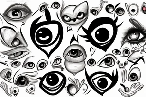 A real heart with eyeballs on it tattoo idea