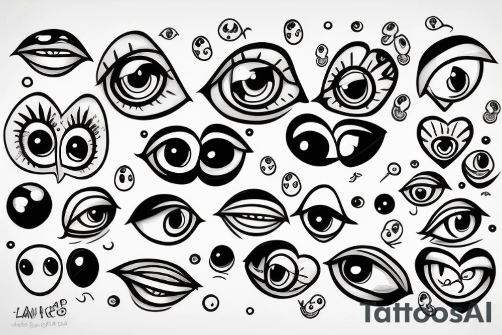 A real heart with eyeballs on it tattoo idea