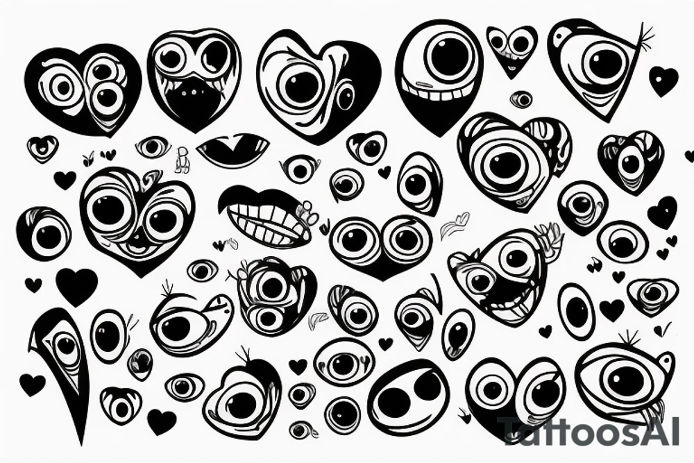 A real heart with eyeballs on it tattoo idea