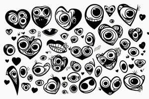A real heart with eyeballs on it tattoo idea