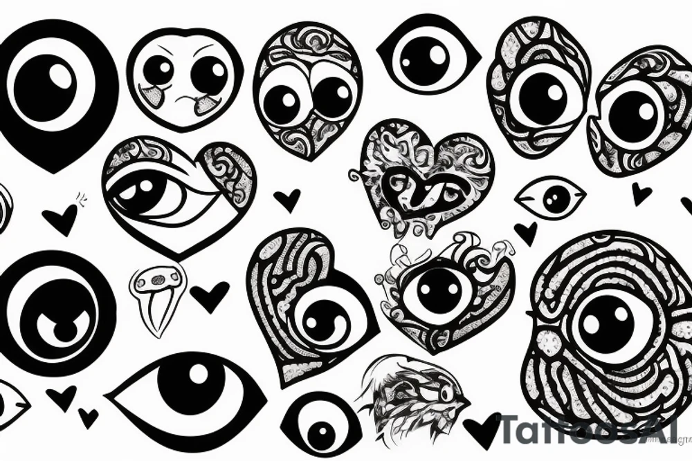 A real heart with eyeballs on it tattoo idea