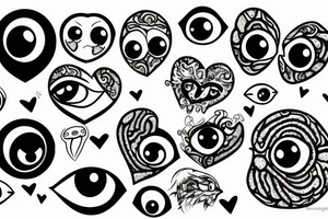 A real heart with eyeballs on it tattoo idea