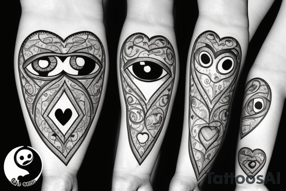 A real heart with eyeballs on it tattoo idea