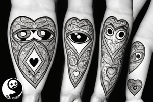 A real heart with eyeballs on it tattoo idea