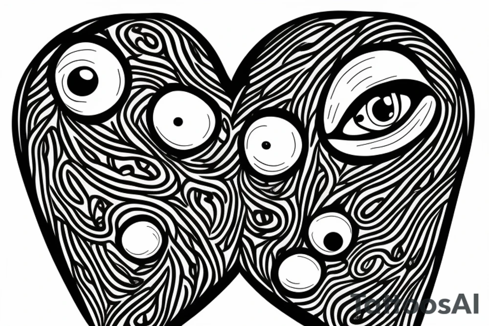 A real heart with eyeballs on it tattoo idea
