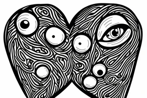 A real heart with eyeballs on it tattoo idea