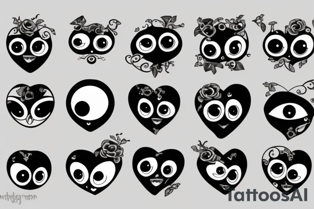 A real heart with eyeballs on it tattoo idea