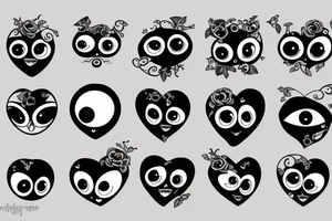 A real heart with eyeballs on it tattoo idea