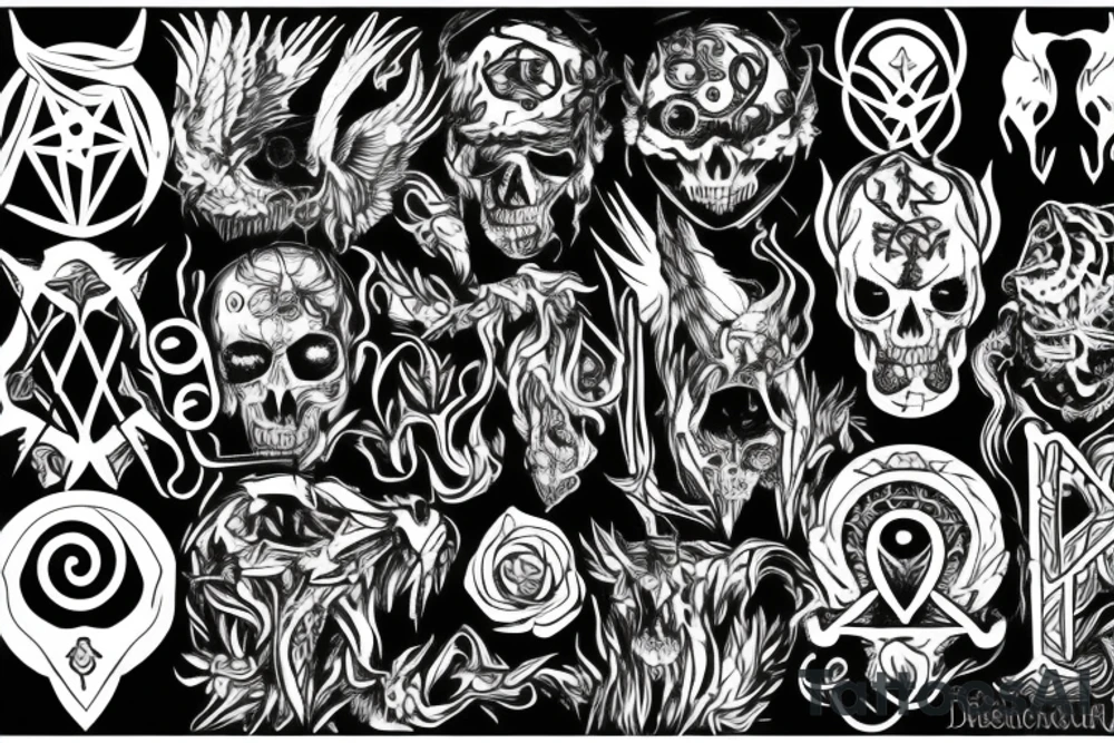 Demonic symbols tattoo idea