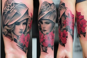 Socha tváre gréckeho boha ktorý ma puknutú tvár a v tej pukline je časť jeho pravej ludskej tváre. Pod ním by som chcel jednorožca s krídlami tattoo idea