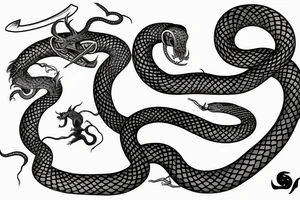 Serpent climbing a sword tattoo idea
