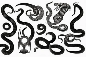 Serpent coiled in a dagger tattoo idea