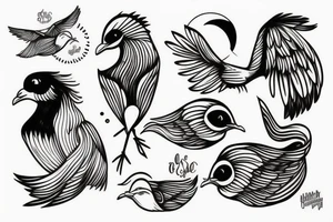Uma águia voando para o céu em um lindo por do sol tattoo idea
