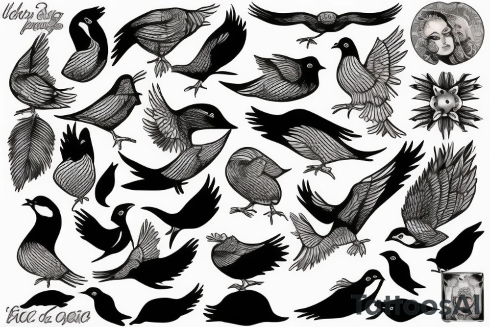 Uma águia voando para o céu em um lindo por do sol tattoo idea