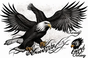 an eagle flying high, in front of a beautiful sunset tattoo idea