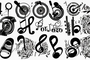 a music tattoo for men that goes around my left hand through my entire left arm tattoo idea