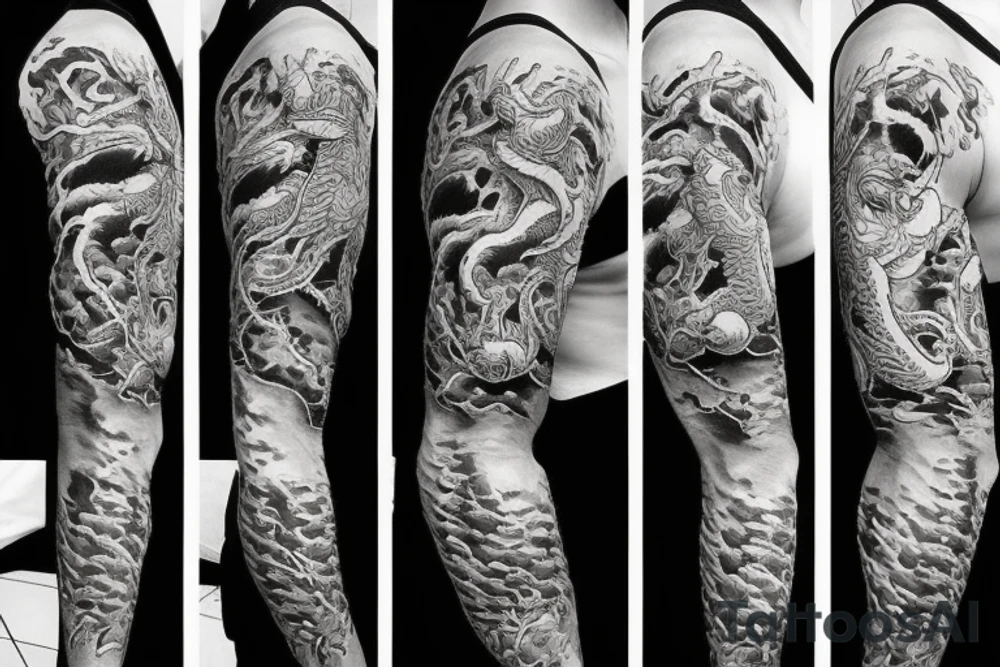 tiger and dragon sleeve tattoo tattoo idea