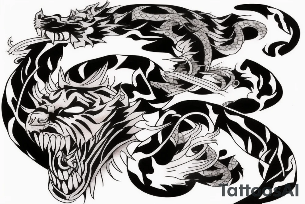 tiger and dragon sleeve tattoo tattoo idea