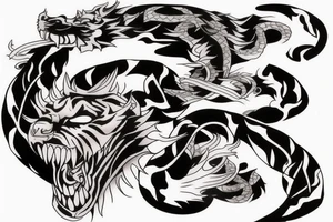 tiger and dragon sleeve tattoo tattoo idea