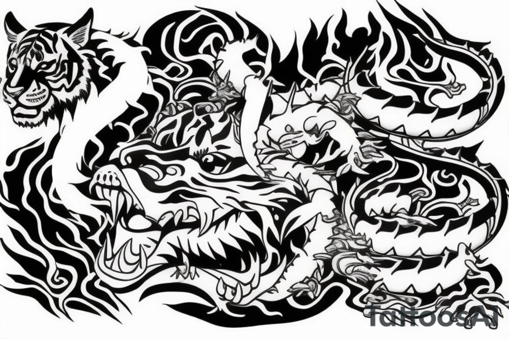 tiger and dragon sleeve tattoo tattoo idea