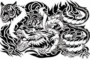 tiger and dragon sleeve tattoo tattoo idea