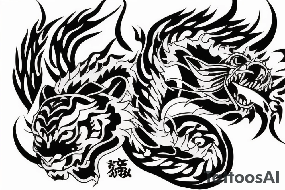 tiger and dragon sleeve tattoo tattoo idea
