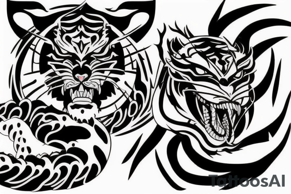 tiger and dragon sleeve tattoo tattoo idea